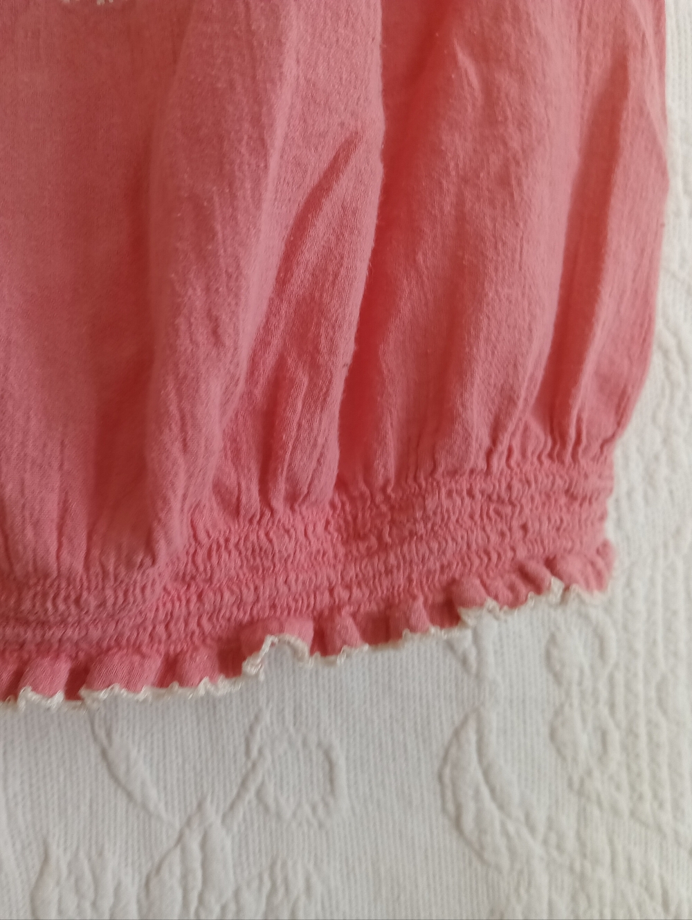 American Eagle Outfitters Coral Pink Embroidered Peasant Blouse Breezy Boho Y2k - Picture 7 of 12